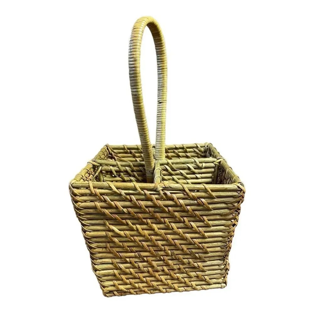 Square Twist Beautiful Decorative Brown Basket Caddy Western Outdoors Country
